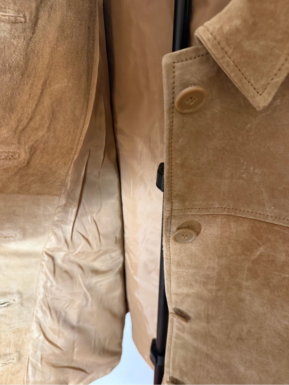 Moda International Tan Suede 100% Leather Button-Front Jacket Vintage XLP Coat - Picture 4 of 5
